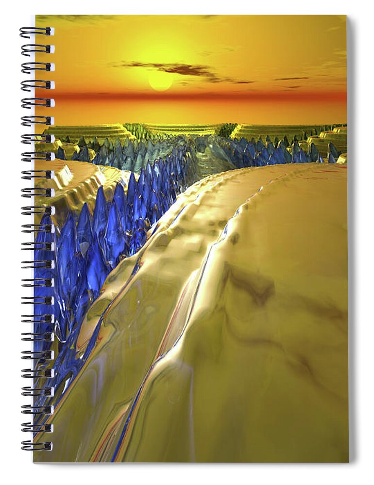 Three Dimensional Spiral Notebook featuring the digital art Arctic Fractal Glacier by Phil Perkins