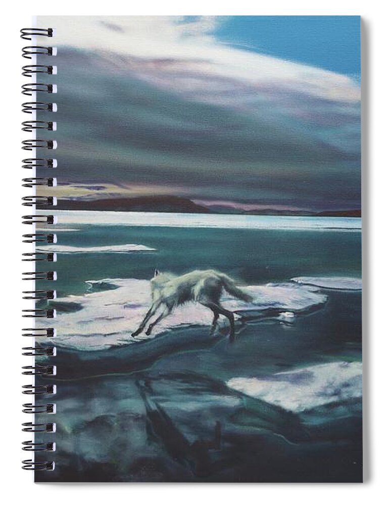 Realism Spiral Notebook featuring the painting Arctic Wolf by Sean Connolly