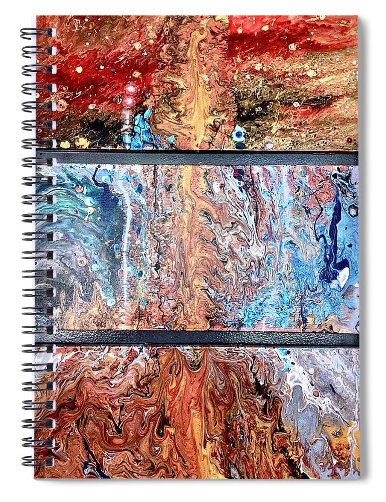 Acrylic Pour Spiral Notebook featuring the painting Ariadne's thread by David Euler