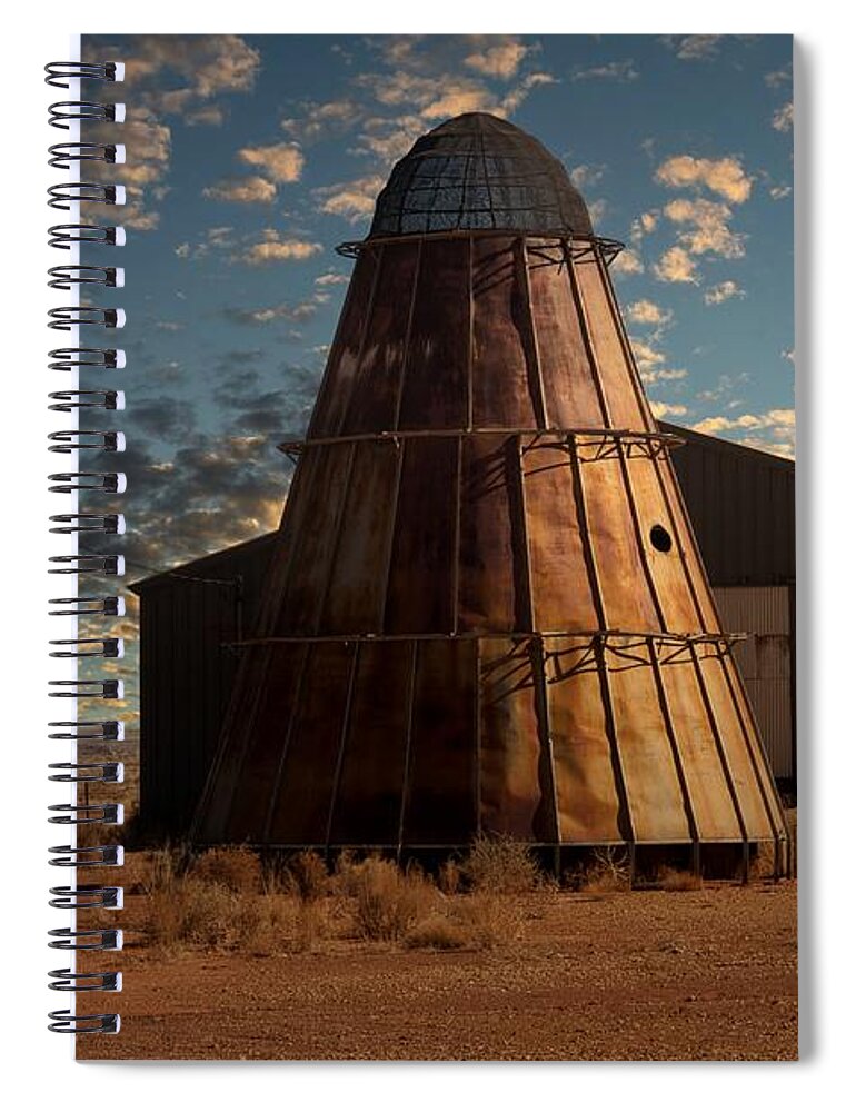 Arizona Spiral Notebook featuring the digital art Arizona Barn - Route 66 Arizona by Mark Valentine