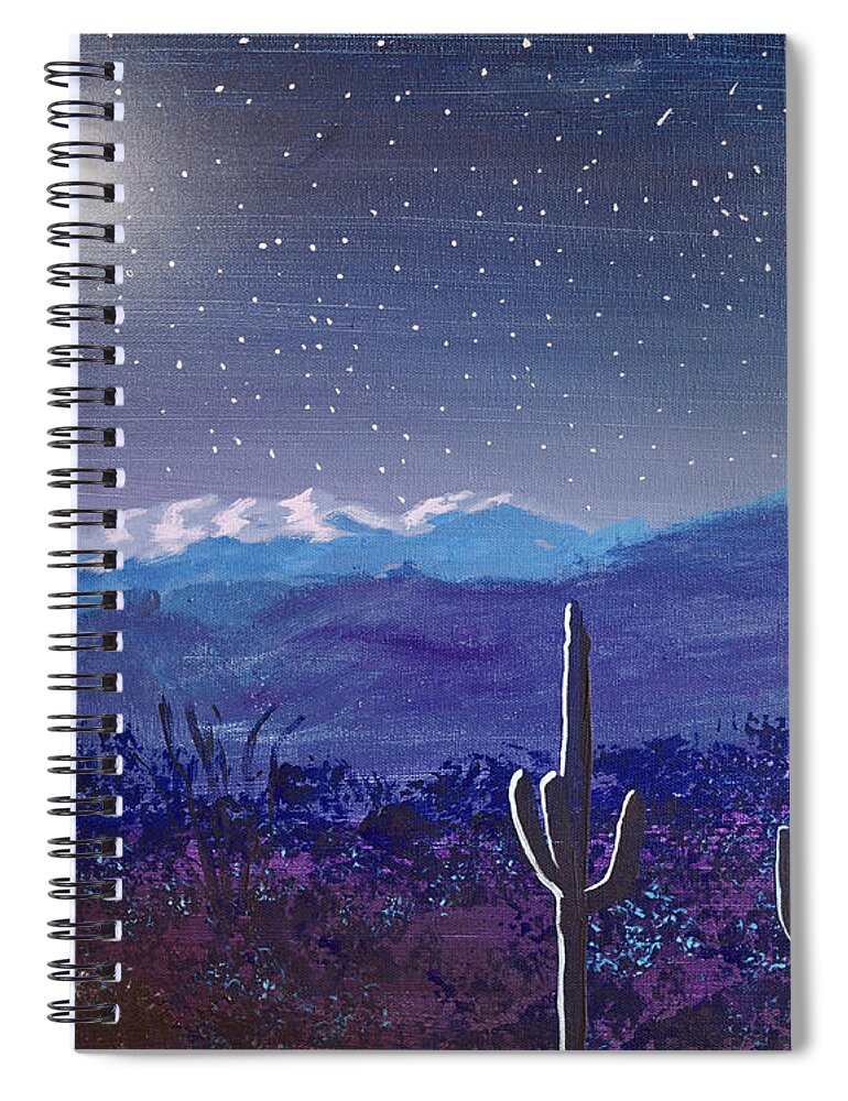 Tucson Spiral Notebook featuring the painting Arizona Desert Moonlight by Chance Kafka