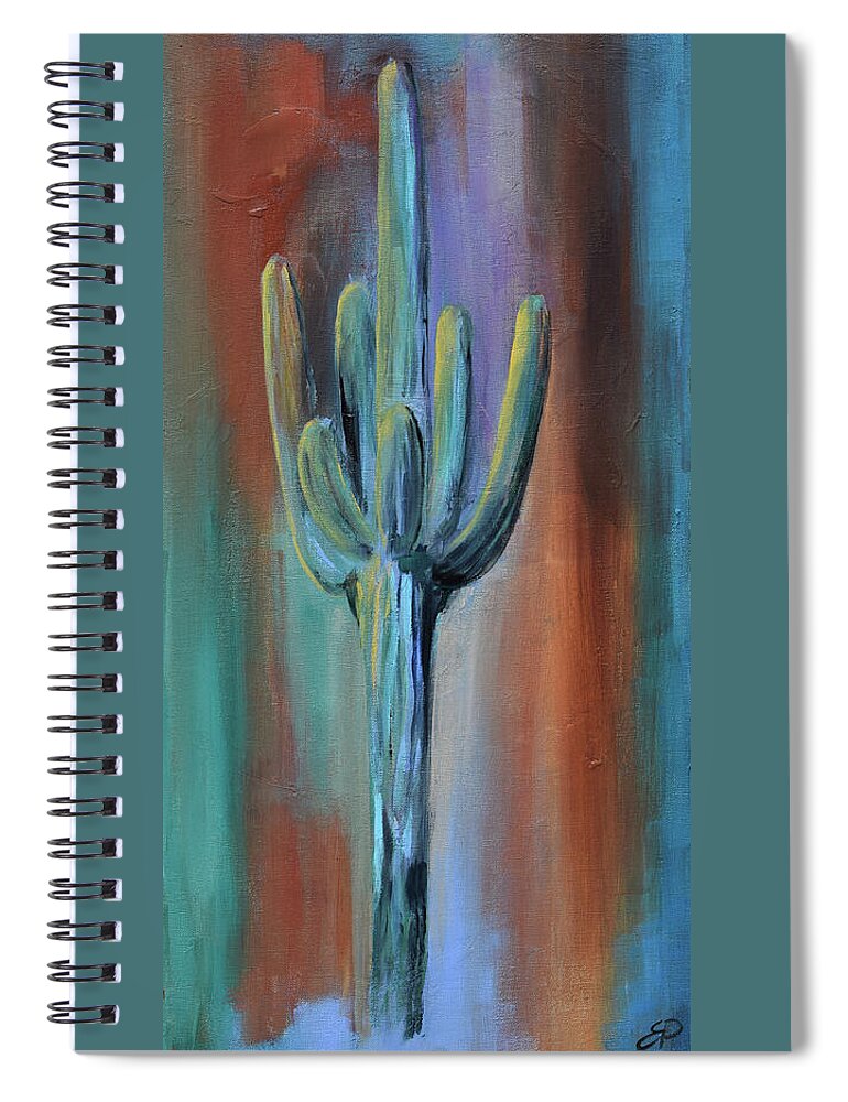 Saguaro Spiral Notebook featuring the painting Arizona Giant by Elise Palmigiani