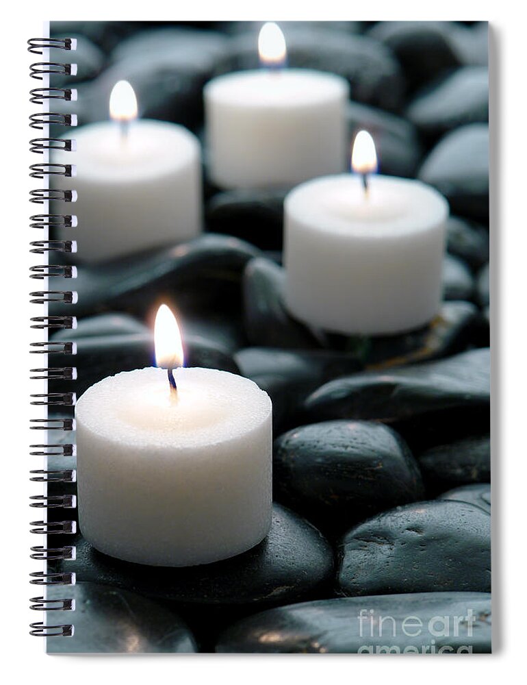 Aromatherapy Spiral Notebook featuring the photograph Aromatherapy Candles in a Spa by Olivier Le Queinec