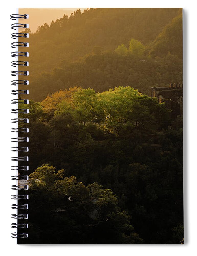 Lousa Spiral Notebook featuring the photograph Arouce Castle at sunset in Lousa by Angelo DeVal