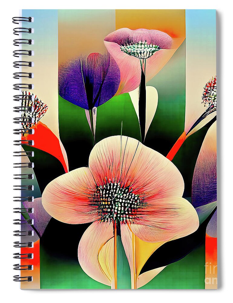  Spiral Notebook featuring the photograph Art Deco Floral 05 by Jack Torcello