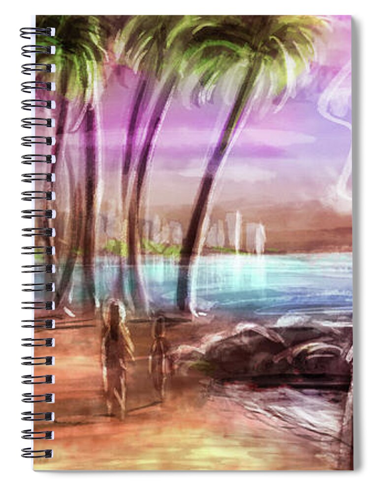 Honolulu Spiral Notebook featuring the digital art Art -- Honolulu Spies by Matthias Zegveld