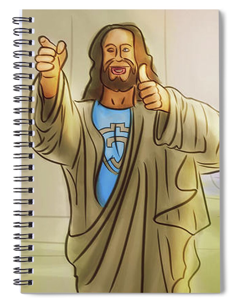 Jesus Spiral Notebook featuring the digital art Art - Jesus with the Gas Monkeys by Matthias Zegveld