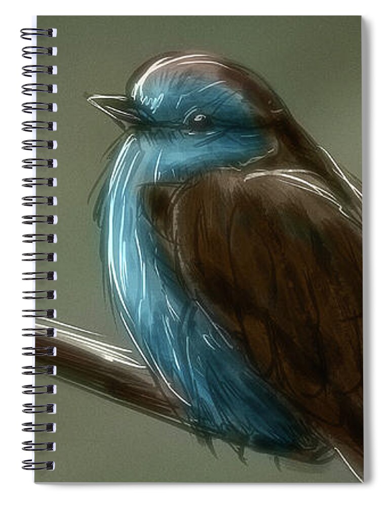 Birds Spiral Notebook featuring the digital art Art - Little Bird by Matthias Zegveld