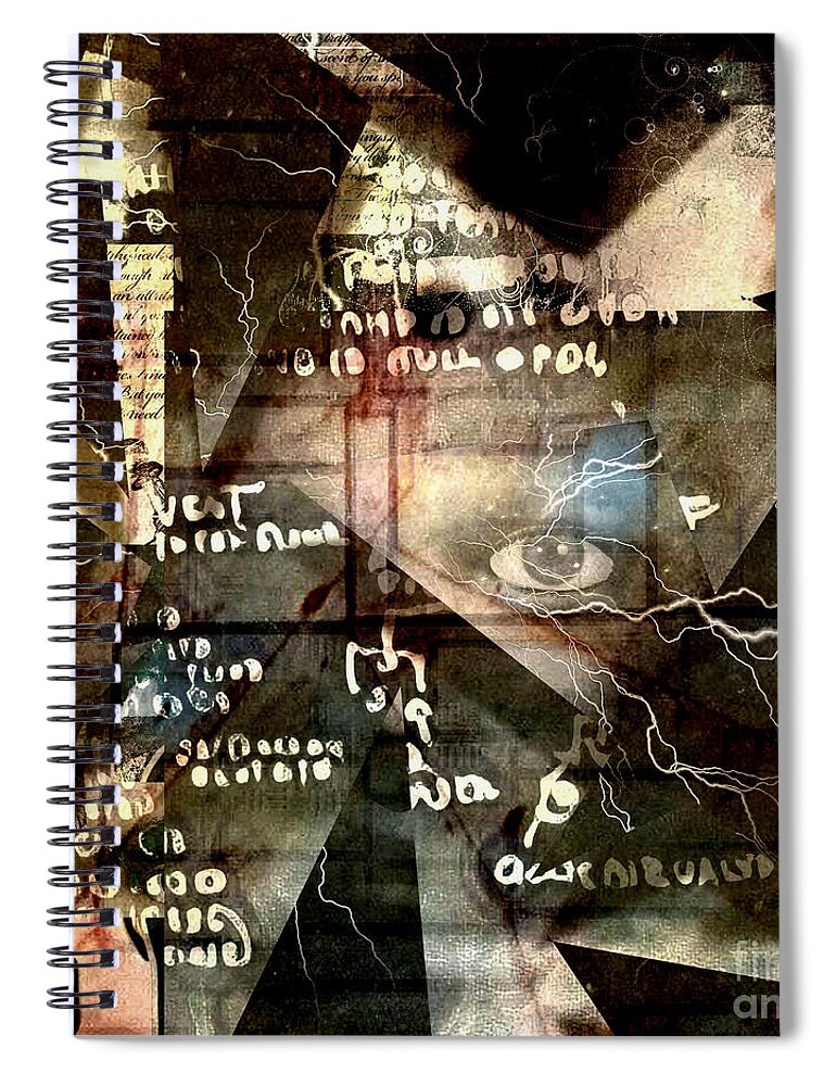 Surreal Spiral Notebook featuring the digital art Art of mystic symbols by Bruce Rolff