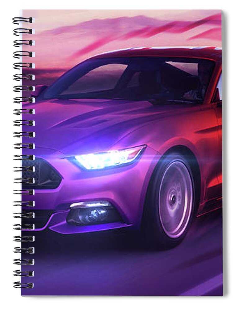 Cars Spiral Notebook featuring the digital art Art - The Great Ford Mustang by Matthias Zegveld