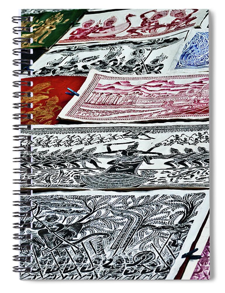 Angkor Spiral Notebook featuring the photograph Artwork from Angkor. Cambodia by Lie Yim