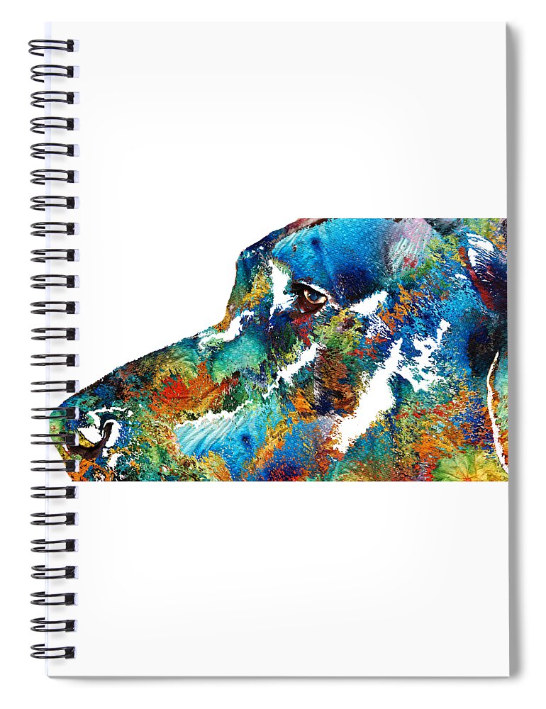 Dog Spiral Notebook featuring the painting Colorful Dog Art - Loving Eyes - By Sharon Cummings by Sharon Cummings