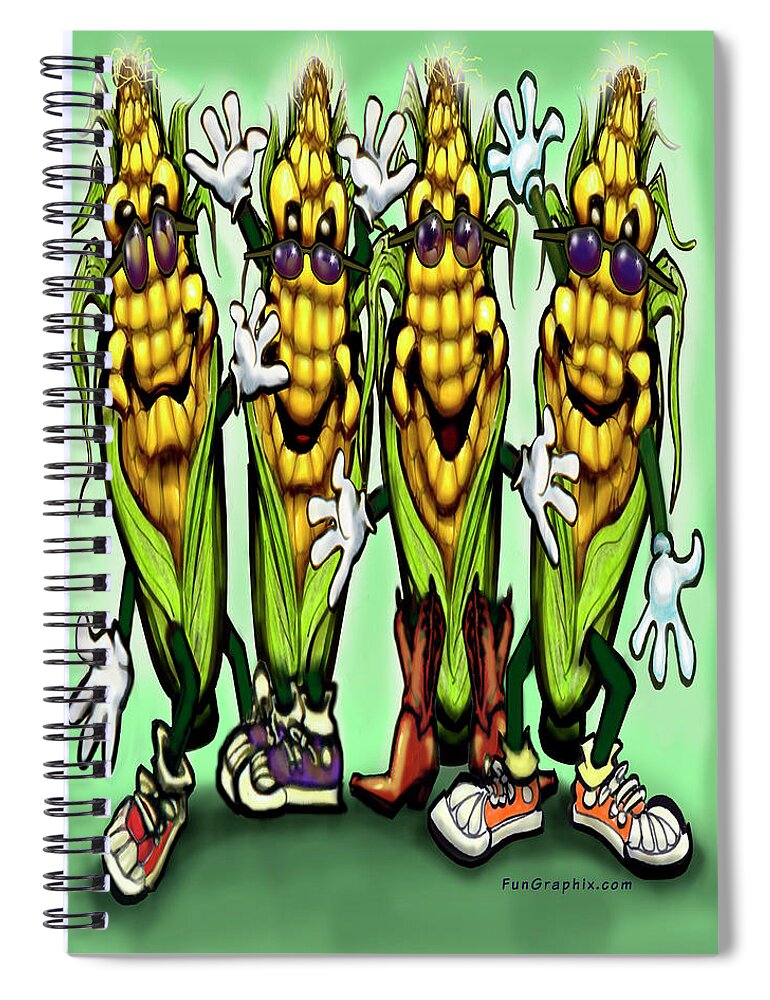 Corn Spiral Notebook featuring the digital art Corn Party by Kevin Middleton