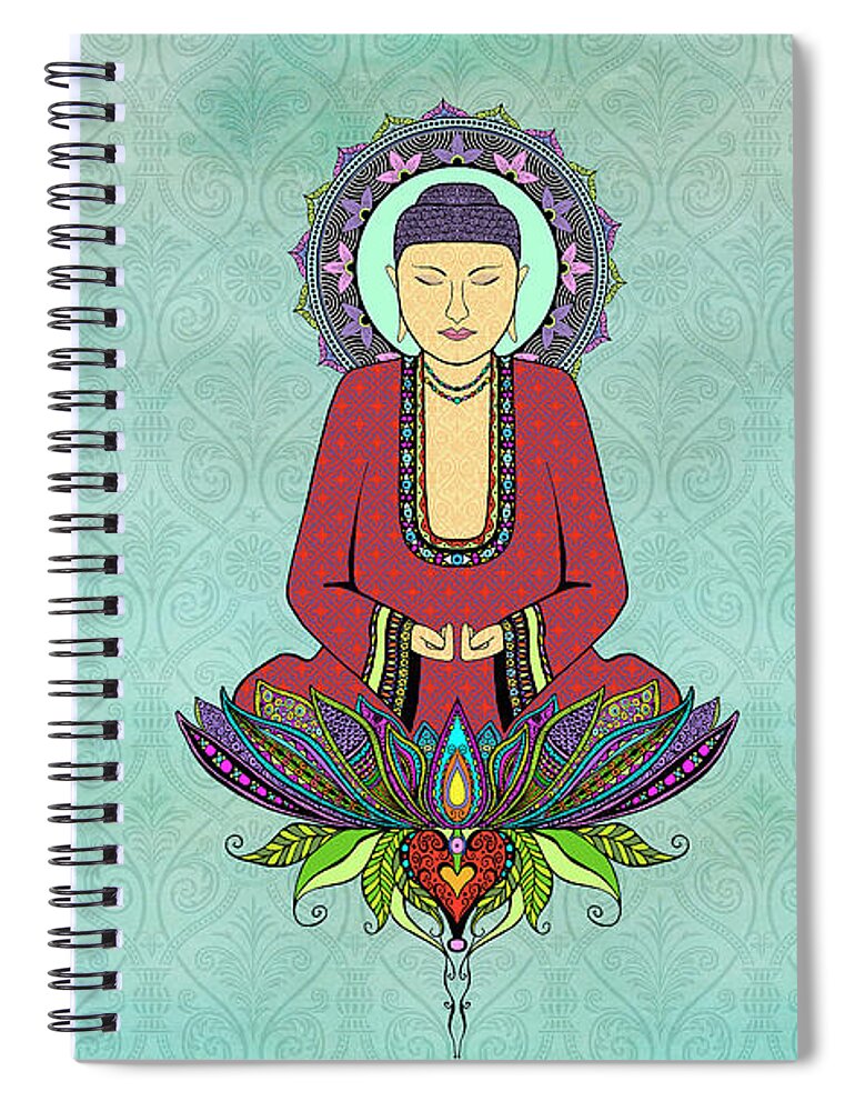 Buddha Spiral Notebook featuring the digital art Electric Buddha by Tammy Wetzel