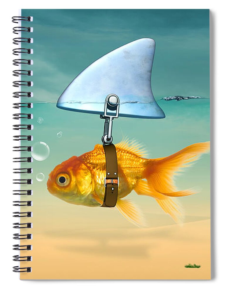 Gold Fish Spiral Notebook featuring the digital art Gold Fish by Mark Ashkenazi