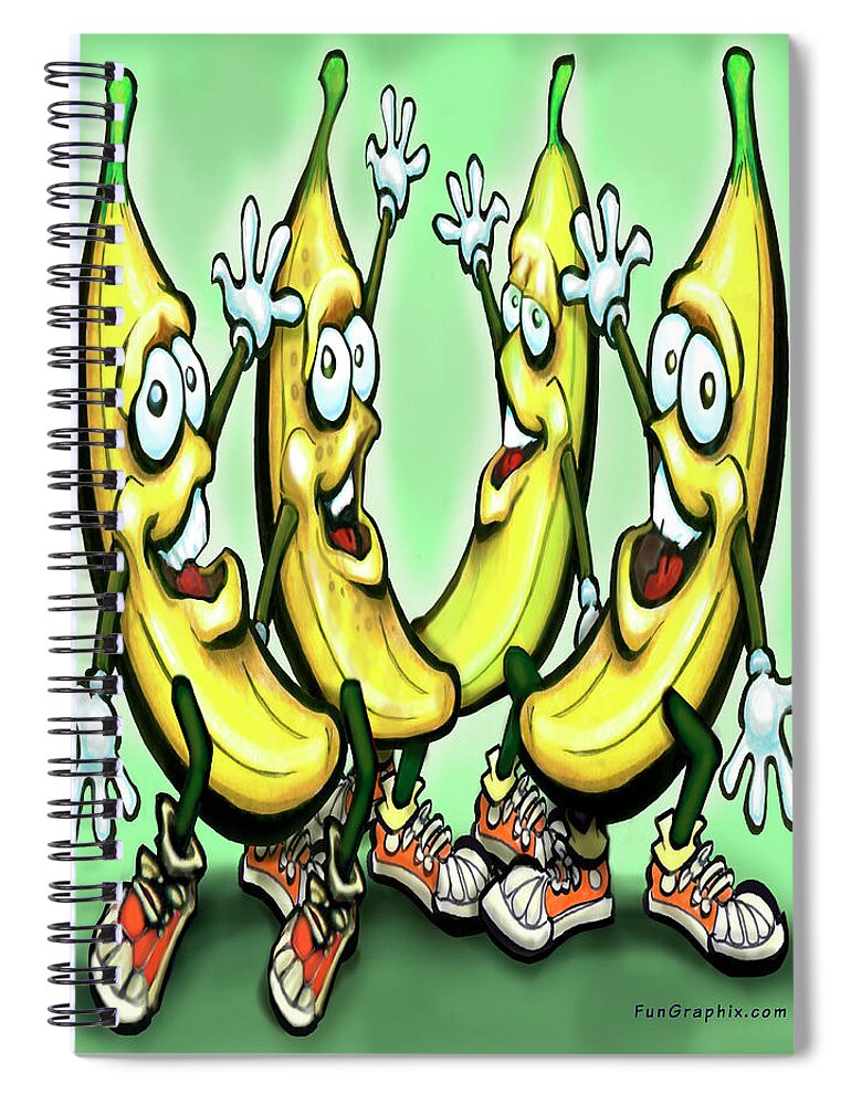 Banana Spiral Notebook featuring the painting Bananas by Kevin Middleton