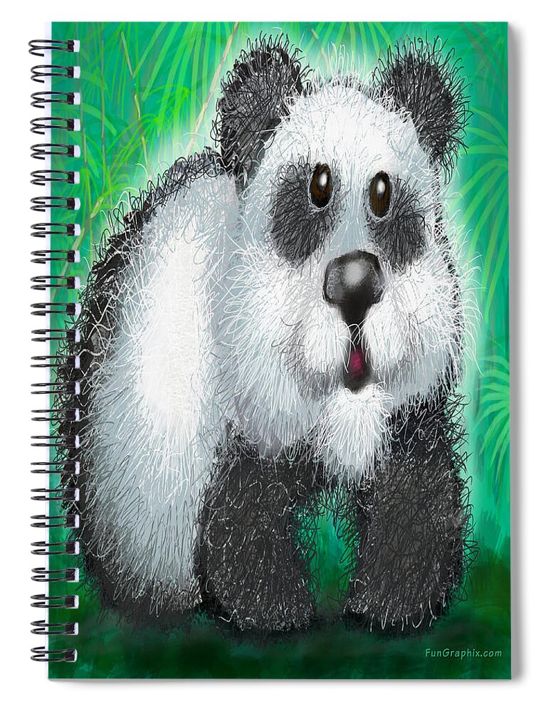 Panda Spiral Notebook featuring the digital art Panda Bear by Kevin Middleton