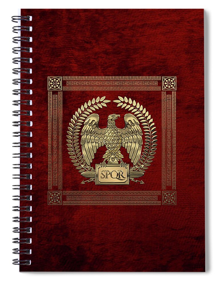 ‘treasures Of Rome’ Collection By Serge Averbukh Spiral Notebook featuring the digital art Roman Empire - Gold Imperial Eagle over Red Velvet by Serge Averbukh