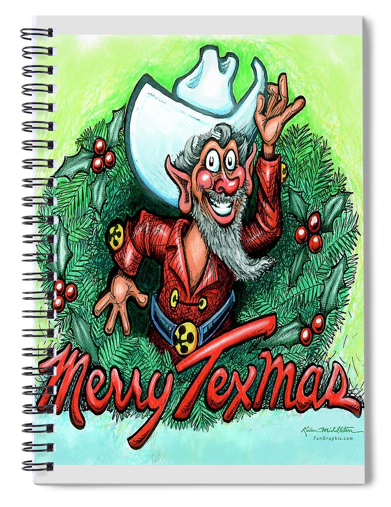 Merry Texmas Spiral Notebook featuring the digital art Merry Texmas by Kevin Middleton