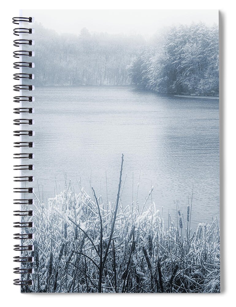 Snowfall Spiral Notebook featuring the digital art Snowy River Landscape by Phil Perkins
