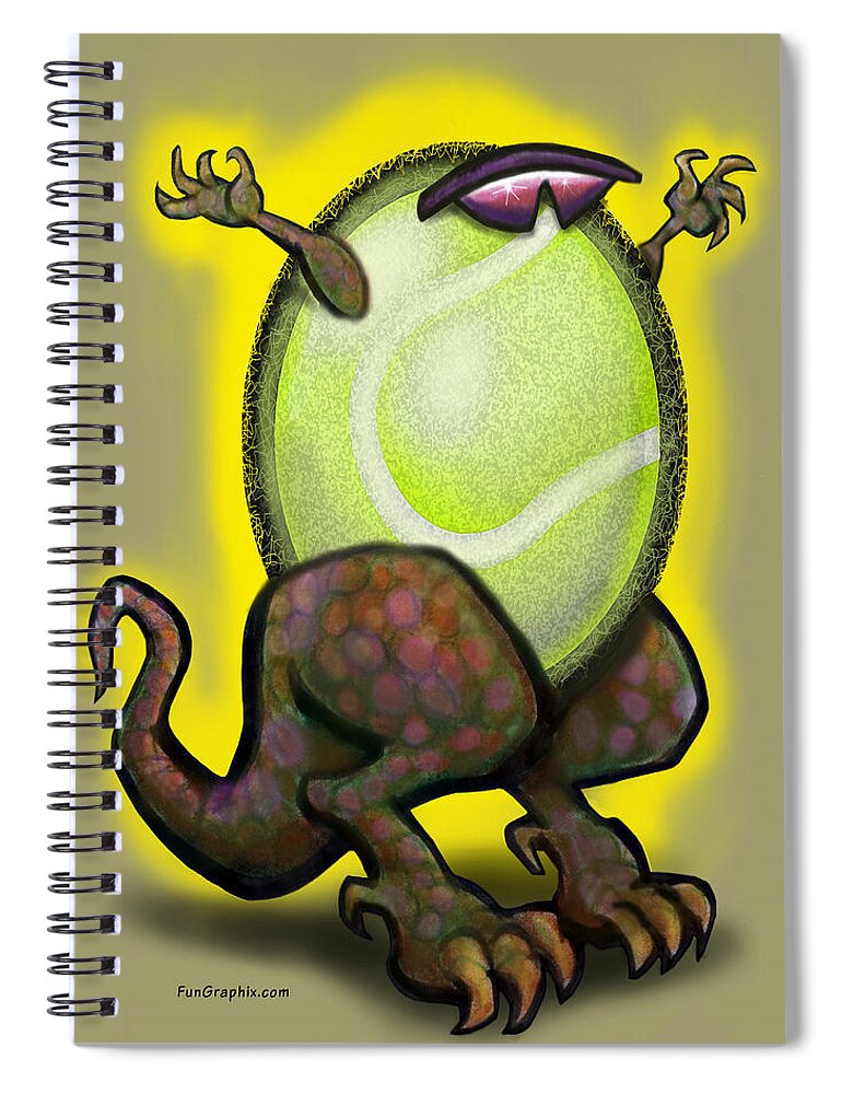 Tennis Spiral Notebook featuring the digital art Tennis Beast by Kevin Middleton
