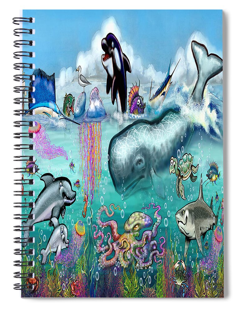 Aquatic Spiral Notebook featuring the digital art Under the Sea by Kevin Middleton