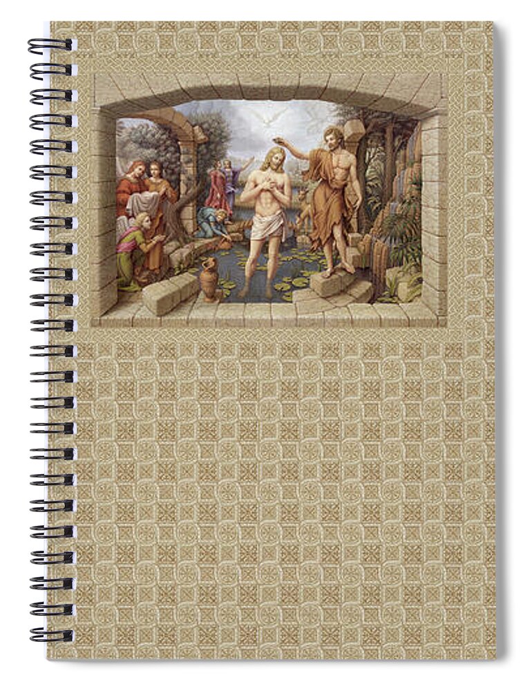 Christian Art Spiral Notebook featuring the painting The Baptism of Christ by Kurt Wenner