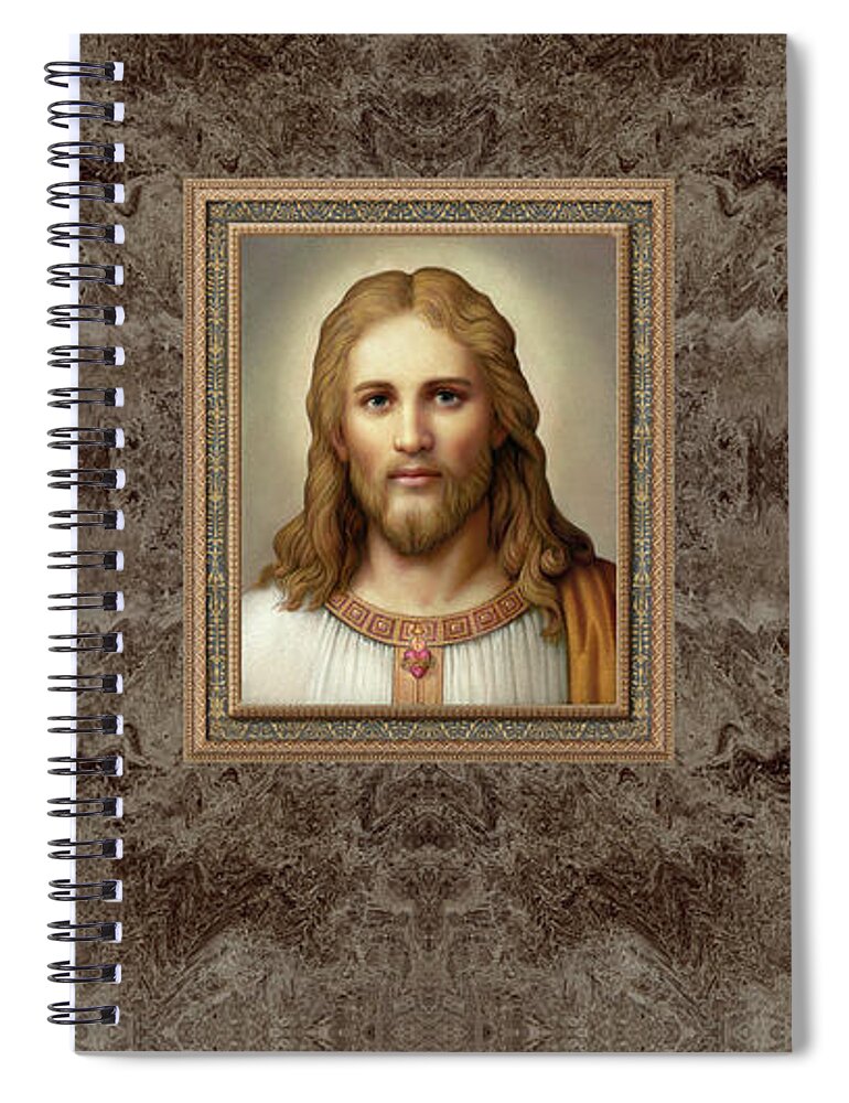 Christian Art Spiral Notebook featuring the painting Christ with Sacred Heart by Kurt Wenner