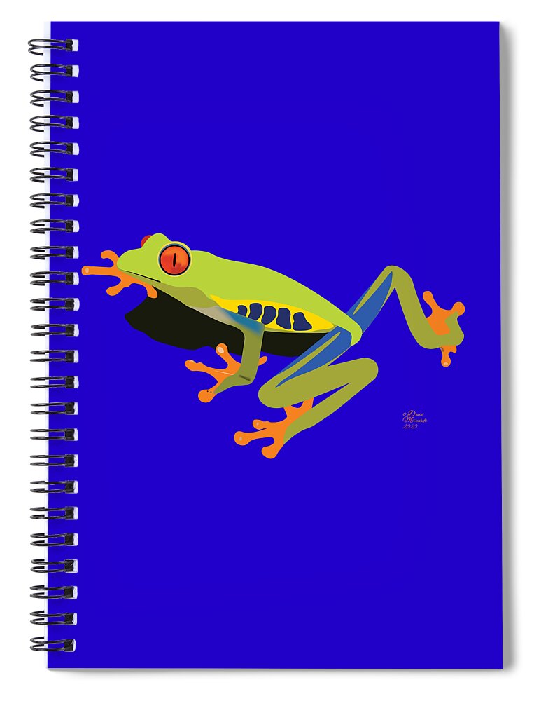 Red Eye Tree Frog Spiral Notebook featuring the digital art Red Eye Tree Frog by David Millenheft