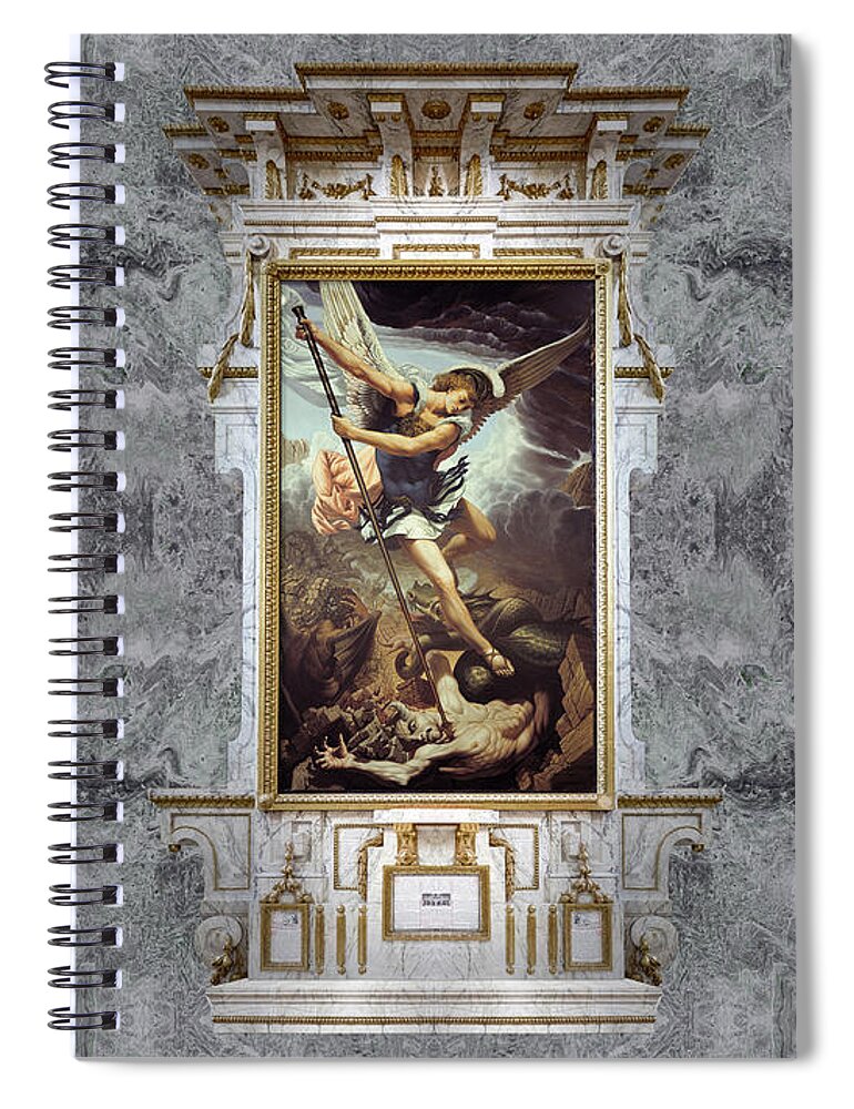 Christian Art Spiral Notebook featuring the painting Archangel Michael by Kurt Wenner