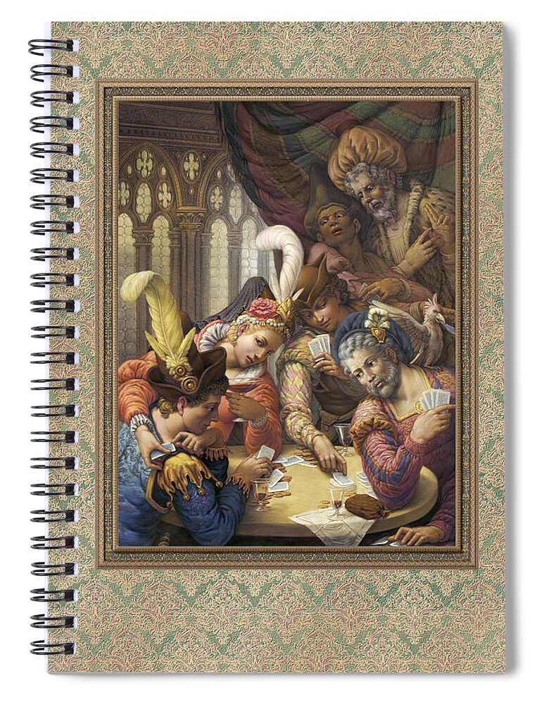 Card Players Spiral Notebook featuring the pastel The Card Players by Kurt Wenner