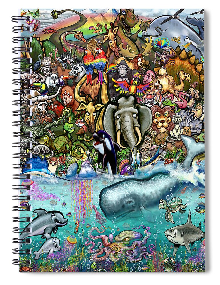 Animals Spiral Notebook featuring the digital art Animals of Land and Sea by Kevin Middleton