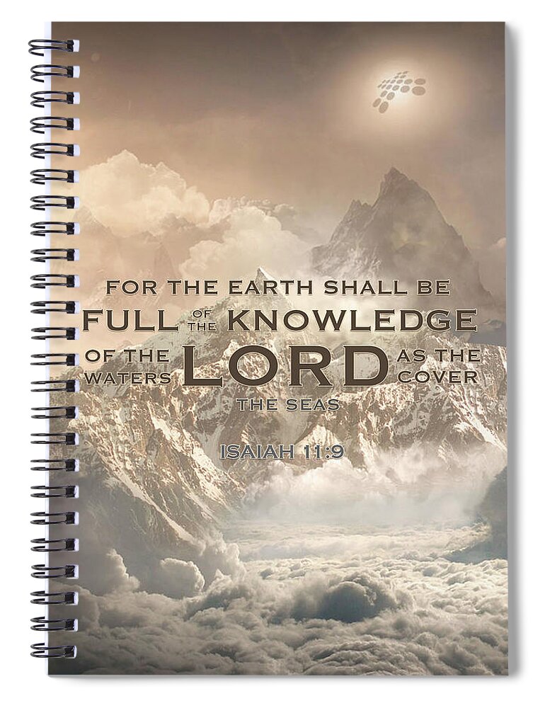  Spiral Notebook featuring the digital art Isaiah 11 verse 9 by Jorge Figueiredo