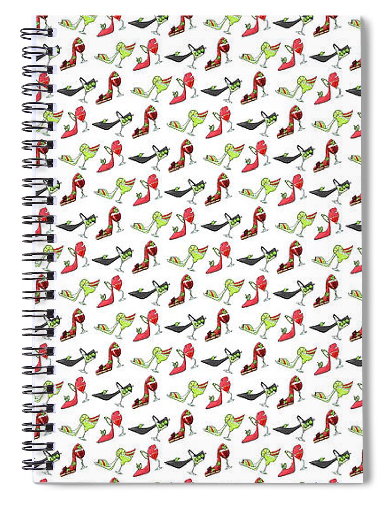 Shoes Spiral Notebook featuring the mixed media Cocktail Shoes Margarita by Shari Warren