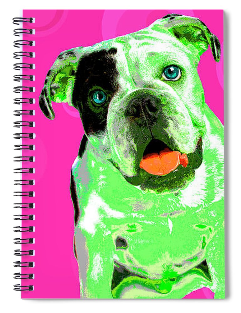 Dogs Spiral Notebook featuring the photograph PopART Bulldog Puppy by Renee Spade Photography