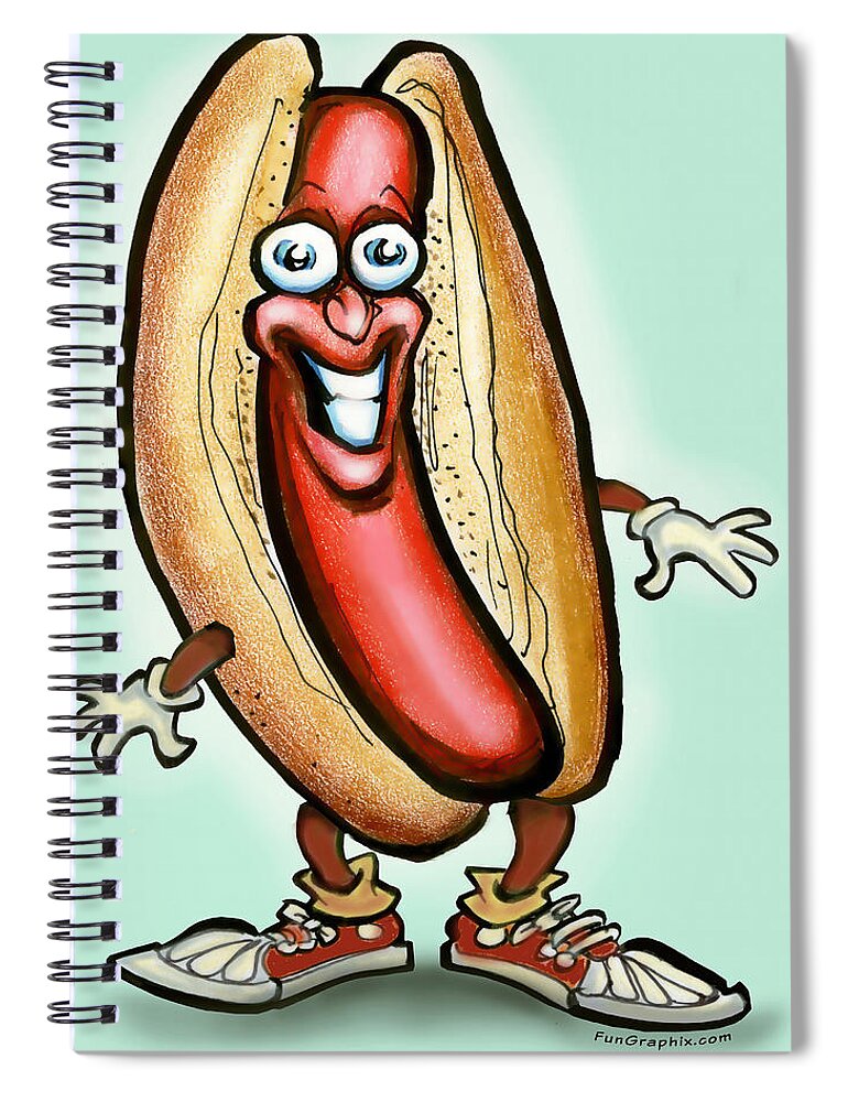 Hot Dog Spiral Notebook featuring the digital art Hot Dog by Kevin Middleton