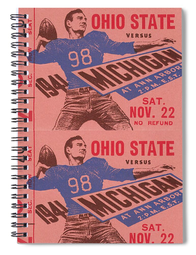 Michigan Spiral Notebook featuring the drawing 1941 Ohio State vs. Michigan by Row One Brand