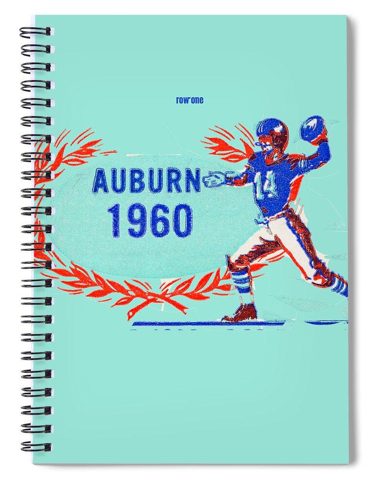 Auburn Spiral Notebook featuring the drawing 1960 Auburn vs. Georgia Tech by Row One Brand