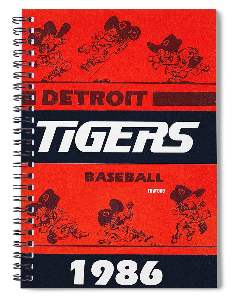 Spiral Notebook featuring the mixed media 1986 Detroit Tigers Art by Row One Brand