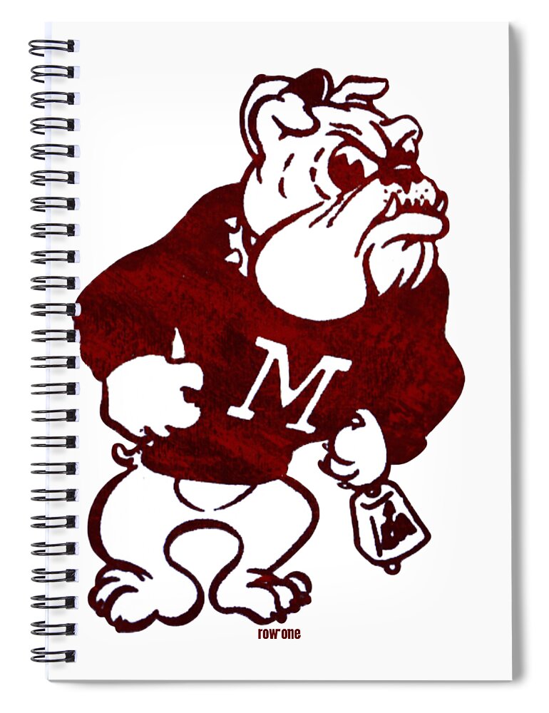 Mississippi Spiral Notebook featuring the mixed media 1973 Mississippi State Bulldog by Row One Brand