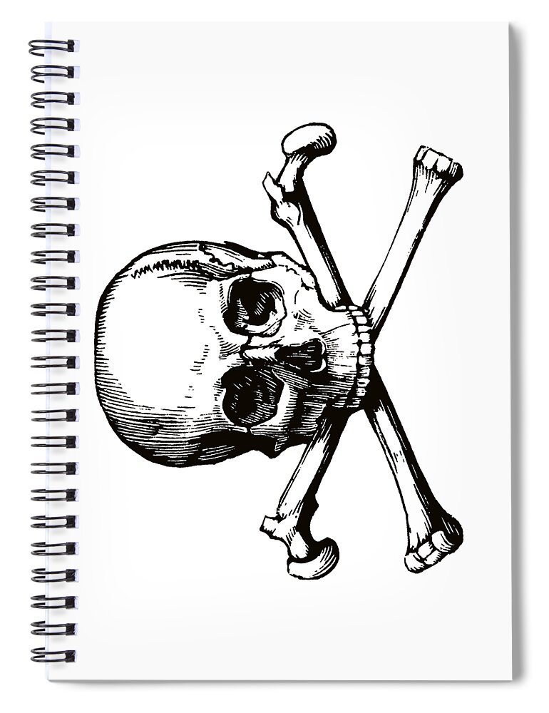 Skull And Crossbones Spiral Notebook featuring the digital art Skull and Crossbones by Eclectic at Heart