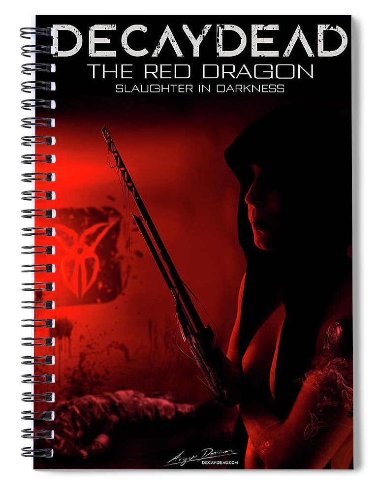 Argus Dorian Spiral Notebook featuring the digital art THE RED DRAGON Slaughter in Darkness by Argus Dorian