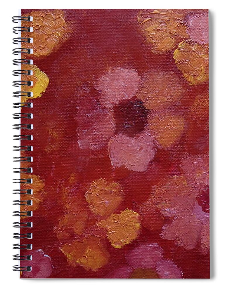 Pink Flowers Spiral Notebook featuring the painting Red Ruddle Posies by Angeles M Pomata