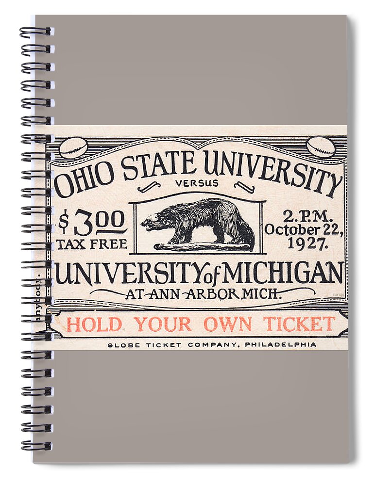 Ohio State Spiral Notebook featuring the mixed media 1927 Ohio State vs. Michigan by Row One Brand