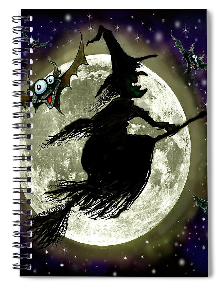 Halloween Spiral Notebook featuring the digital art Halloween Witch #1 by Kevin Middleton