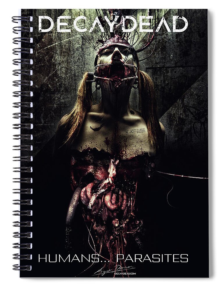Alien Spiral Notebook featuring the digital art Humans Parasites by Argus Dorian