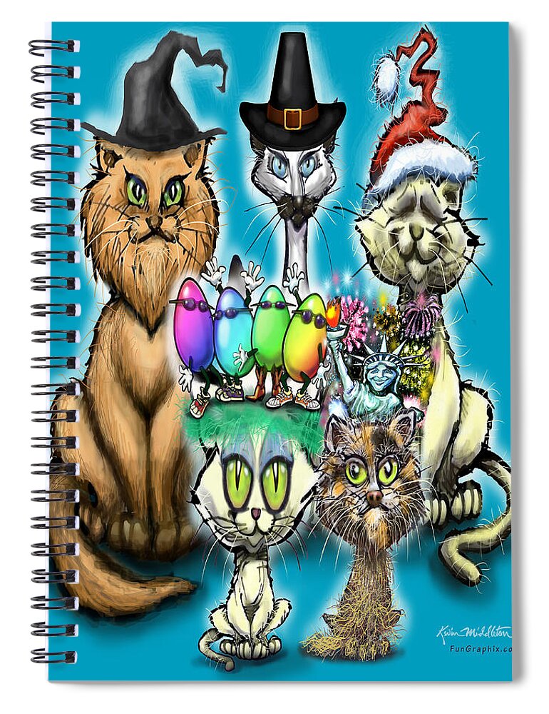 Holiday Spiral Notebook featuring the digital art Happy Holidays #1 by Kevin Middleton