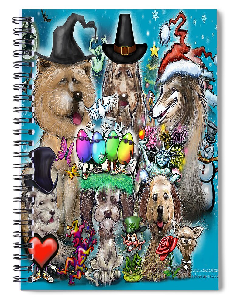 Happy Holidays Spiral Notebook featuring the digital art Seasons Greetings #2 by Kevin Middleton