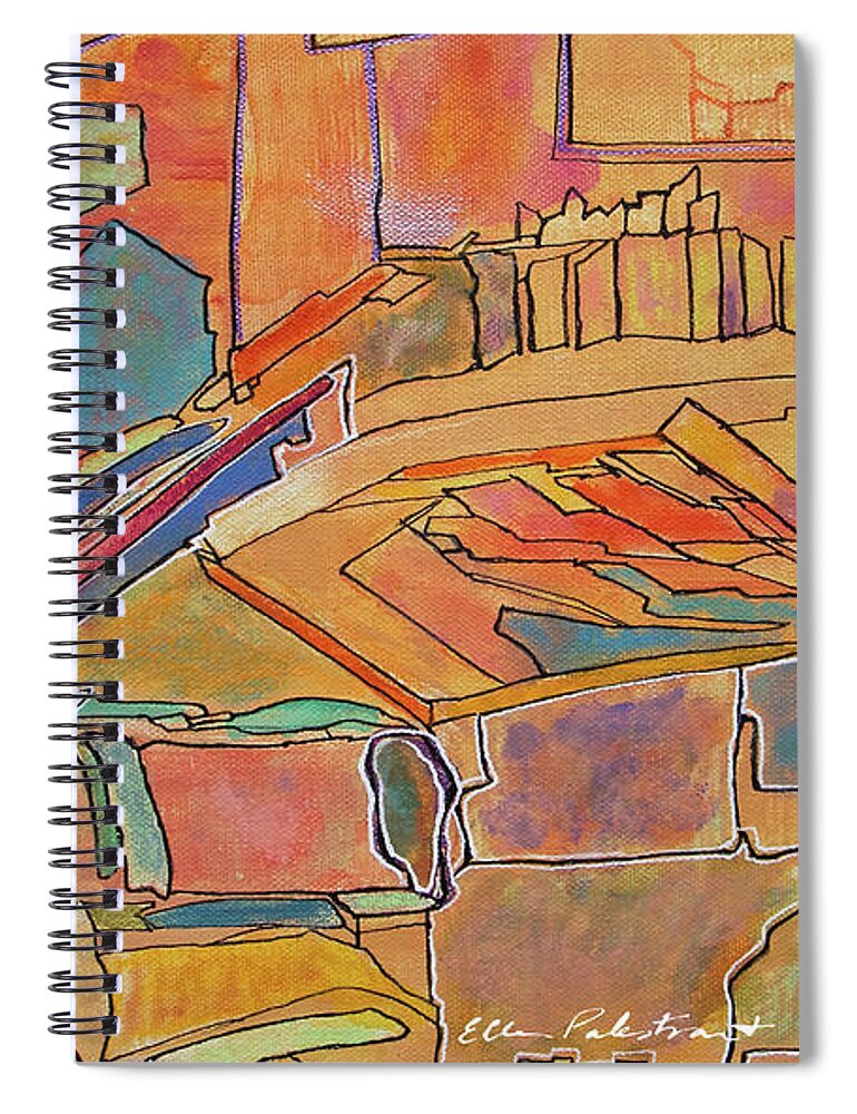 Ellen Palestrant Spiral Notebook featuring the painting Tangerine City by Ellen Palestrant