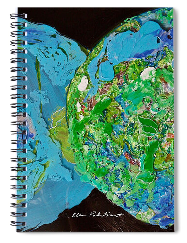 Wall Art Spiral Notebook featuring the painting A Filigree in Blues and Greens - Horizontal by Ellen Palestrant
